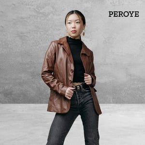 Brown Leather Coat for Women - Formal Leather Coat - Classy Brown Leather Jacket - Office Outerwear - Vintage Style Handcrafted Jacket