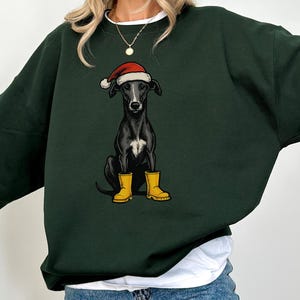 GREYHOUND CHRISTMAS SWEATSHIRT, Cut Whippet Xmas Sweater, Festive Dog Sweatshirt, Pet Lover Gift, Christmas Sweater