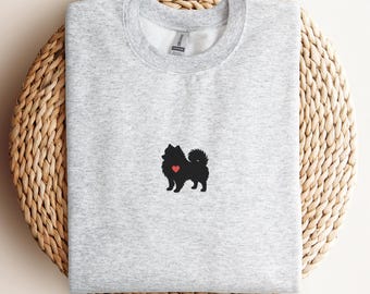 POMMER SWEATSHIRT, kleines Pommern Silhouette-Herz-Shirt, Pommern-Muttergeschenk, Hundeliebhaber-Pullover, Pommern-Gedenkgeschenk