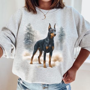 DOBERMAN SWEATSHIRT, Doberman Shirt, 90&#39;s Vintage Style Animal Sweatshirt, Nostalgic Winter Doberman Sweater, Dog Lover Gift, Retro Dog