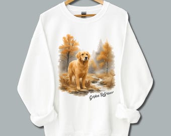 GOLDEN RETRIEVER SWEATSHIRT, 90's Vintage Style Animal Sweatshirt, Nostalgic Golden Retriever Shirt, Wilderness Sweater, Dog Lover Gift