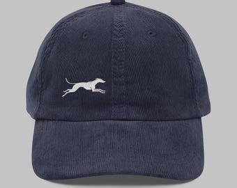 Greyhound Hat, Greyhound Gift, Whippet Dog Dad Hat, Embroidered Vintage Corduroy Cap, Dog Lover Gift, Dog Themed Gifts, Dog Owner Hats