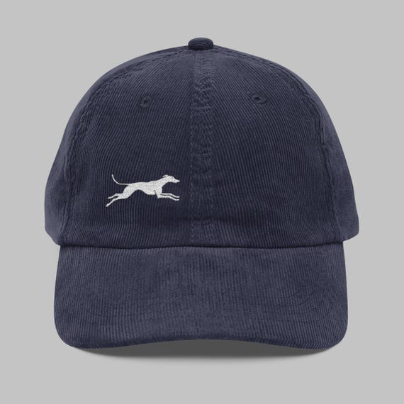 Greyhound Hat, Greyhound Gift, Whippet Dog Dad Hat, Embroidered Vintage Corduroy Cap, Dog Lover Gift, Dog Themed Gifts, Dog Owner Hats