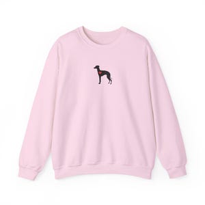 GREYHOUND SWEATSHIRT, kleines Windhund-Silhouette-Shirt, Herz Whippet Sweatshirt, Windhund-Besitzer Geschenk, italienisches Windspiel, Hundeliebhaber Light Pink