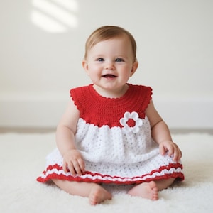 red and white crochet dress SAME Rosette Crochet Dress | Red main image 1