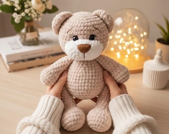 Patrón de osito de peluche a crochet (Tutorial en PDF) / Oso amigurumi de peluche / Descarga instantánea