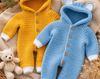Haakpatroon voor een babyrompertje in teddybeerstijl – Jumpsuit voor pasgeborenen (PDF-patroon)
