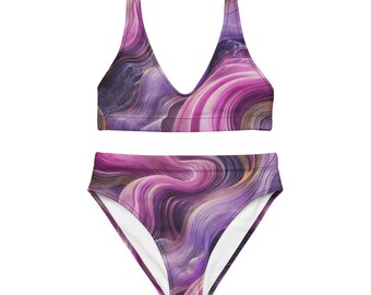 Eco-friendly high-waisted bikini with all-over print