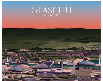 Glasgow A2 illustrated print - GAELIC
