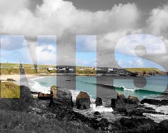 A3 'NIS' Text Print - Port of Ness