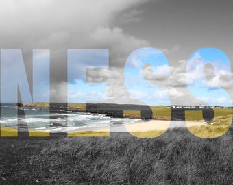 A3 'NESS' Text Print - Tràigh Shanndaidh