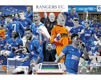 GLASGOW RANGERS FC 55th Title A3 Print