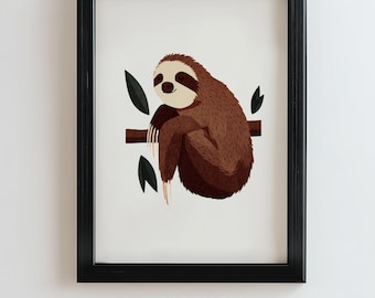Sloth Nursery Art Print, Baby Jungle Decor (Digital Download)