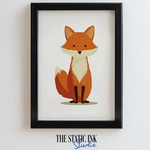 Cute Fox Nursery Wall Art Printable Woodland Animal Poster for Kids Room Rustic Forest Baby Decor Baby Shower Gift Instant Download