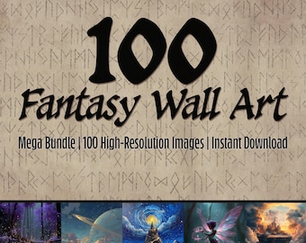 Mega Bundle di stampe murali fantasy: 100 stampe digitali ad alta risoluzione / Download digitale