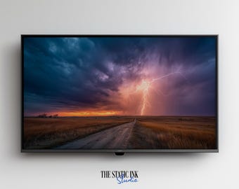 Lightning Storm Prairie Sunset Frame TV Art (Digital Download)