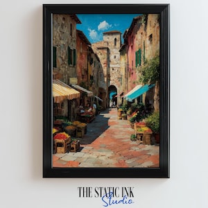 Italian Market Street Painting: Rustic Stone Alley Digital Art (Downloadable Print