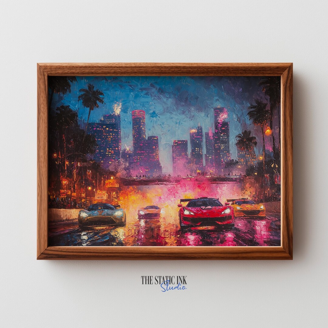 Vibrant Neon Street Racing Scene - Moody Urban Nightscape Art, High ...