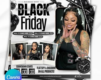 Folleto del Black Friday, folleto de rebajas del Black Friday, folleto especial del Black Friday, folleto del Cyber Monday, folleto del Pink Friday, folleto de rebajas relámpago, plantilla de Canva