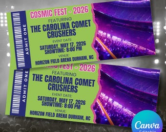 Cosmic Baseball Personalized Printable Tickets, Customizable Sports Event