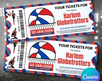 Basketball Show Style Printable Surprise Tickets | Custom Sports Event Ticket Invitation | Editable Digital Ticket Template