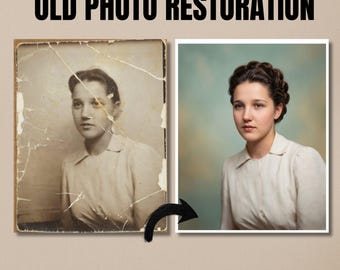 Old photo restoration and colorization, digital processing and colorizing, remove damage and cracks from a photo (Digital download)