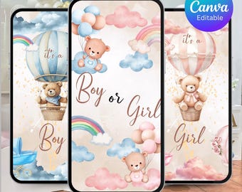 Gender Reveal Video - Customizable Canva Template - Animated Gender Reveal Video to instantly download & send via WhatsApp