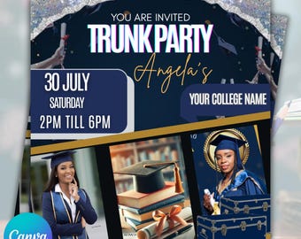 Trunk Party Flyer, Graduation Party Invitation, College Send Off Invitation, Social Media Flyer, Editable Canva Template, Instant Download