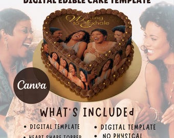 Waiting to Exhale Cake Topper & Strips | Wrap Around Cake | Burn Away | Women Empowerment | Digital Download | Canva Template