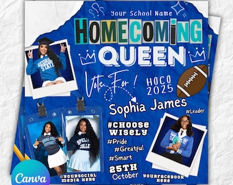 Homecoming Queen Flyer, High School Campaign Flyer, Homecoming King Flyer, Prom Queen Flyer, Hoco Flyer, Election Flyer, Editable Canva