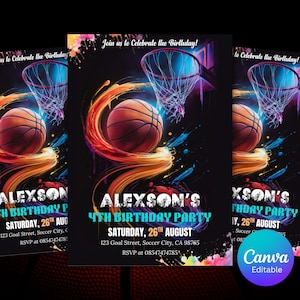 Basketball Invitation, Basketball Birthday Invites, Instant Download Basketball Invitations