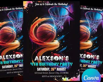 Basketball Invitation, Basketball Birthday Invites, Instant Download Basketball Invitations
