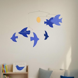 Hanging Decoration for a children's room with birds- Kinetic mobile - Baby Shower Gift