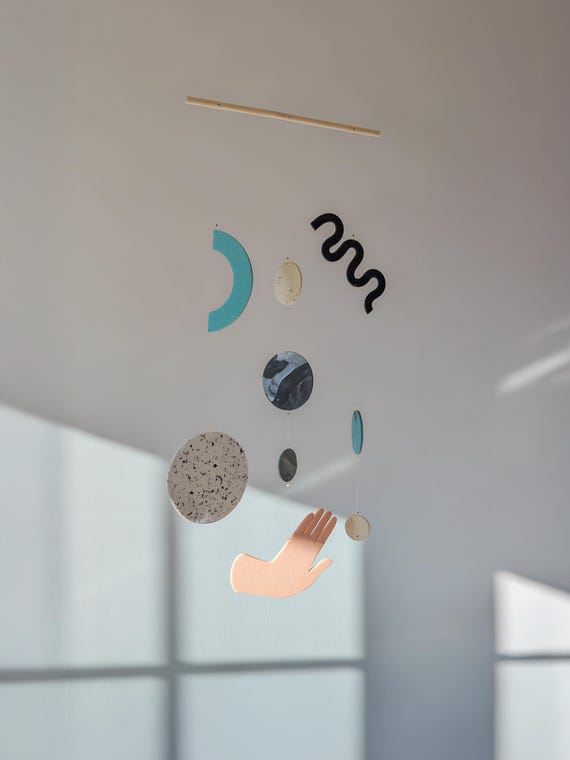 Handmade Kinetic Mobile | Minimalist Planet Sun Catcher, Slow Living Decor