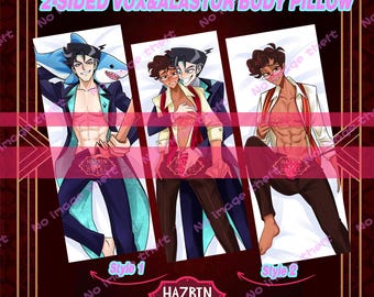 Capa de Dakimakura de Vox e Alastor de Hazbin Hotel | Capa de Almofada Corporal | Capa de Almofada de Anime Feita por Fãs