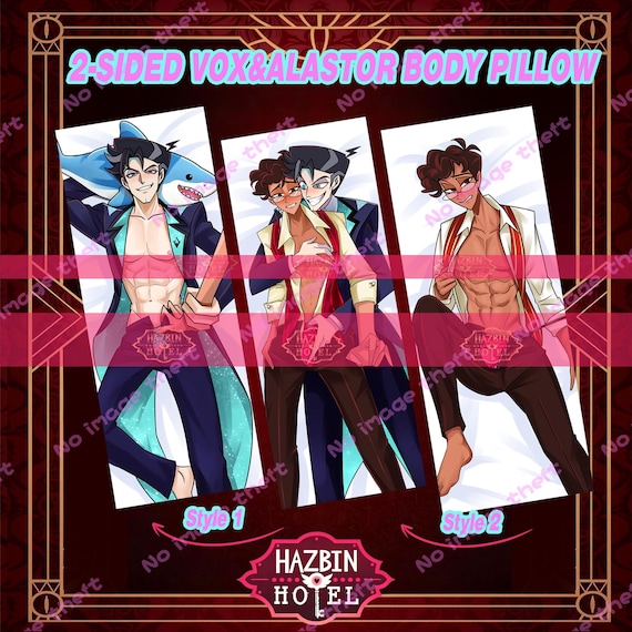 Hazbin Hotel Vox & Alastor Dakimakura Cover | Body Pillow Case | Fanmade Anime Pillow Cover
