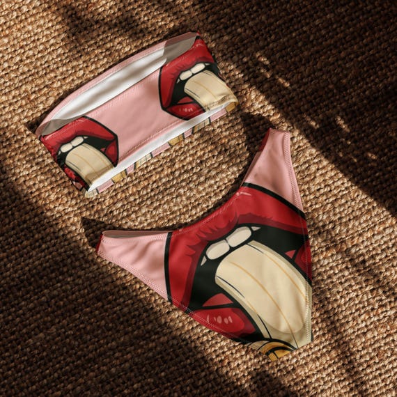 Recycled bandeau bikini with all-over print