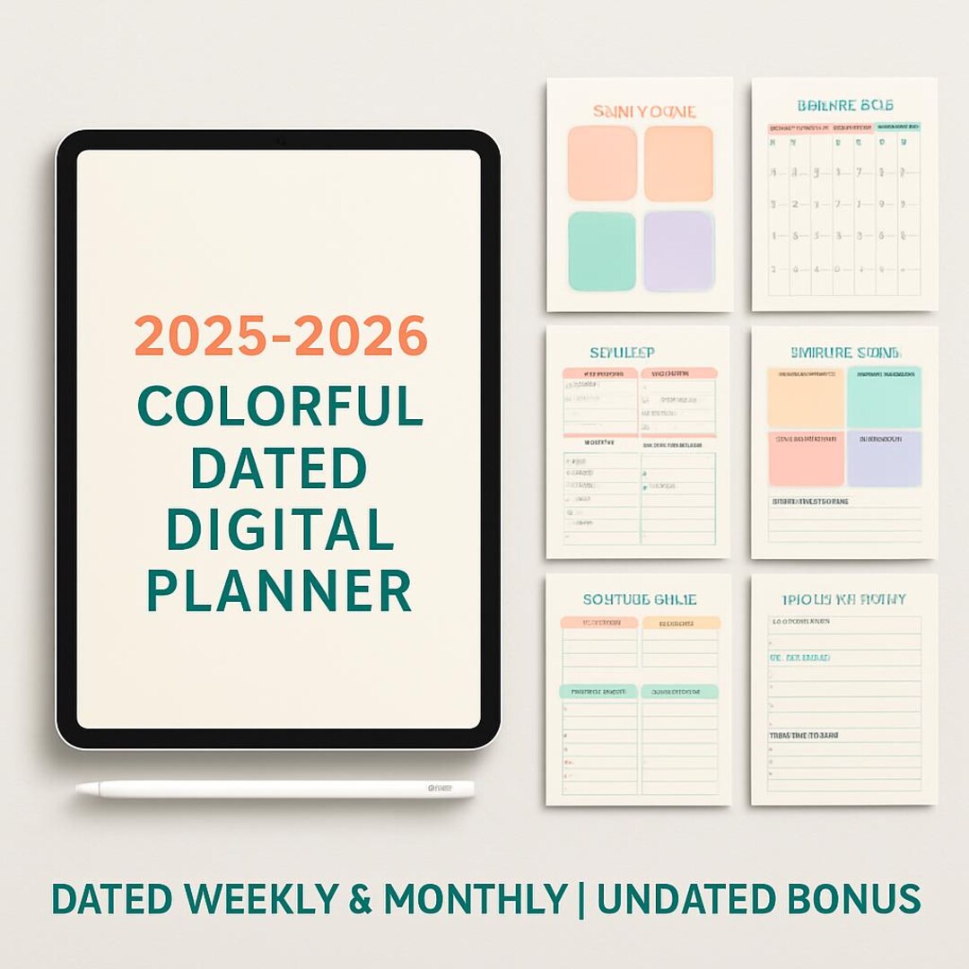 2025–2026 Colorful Dated Digital Planner | A4 PDF | Goodnotes ...