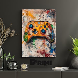 Colorful Gaming Controller Art Print: Abstract Gamer Room Decor (Digital Download)