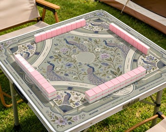 Elegante tappetino da Mahjong con motivo pavone e floreale, protezione per il tavolo e tappetino da gioco di alta qualità / Regalo unico per gli appassionati di Mahjong, spessore premium 2/3 mm