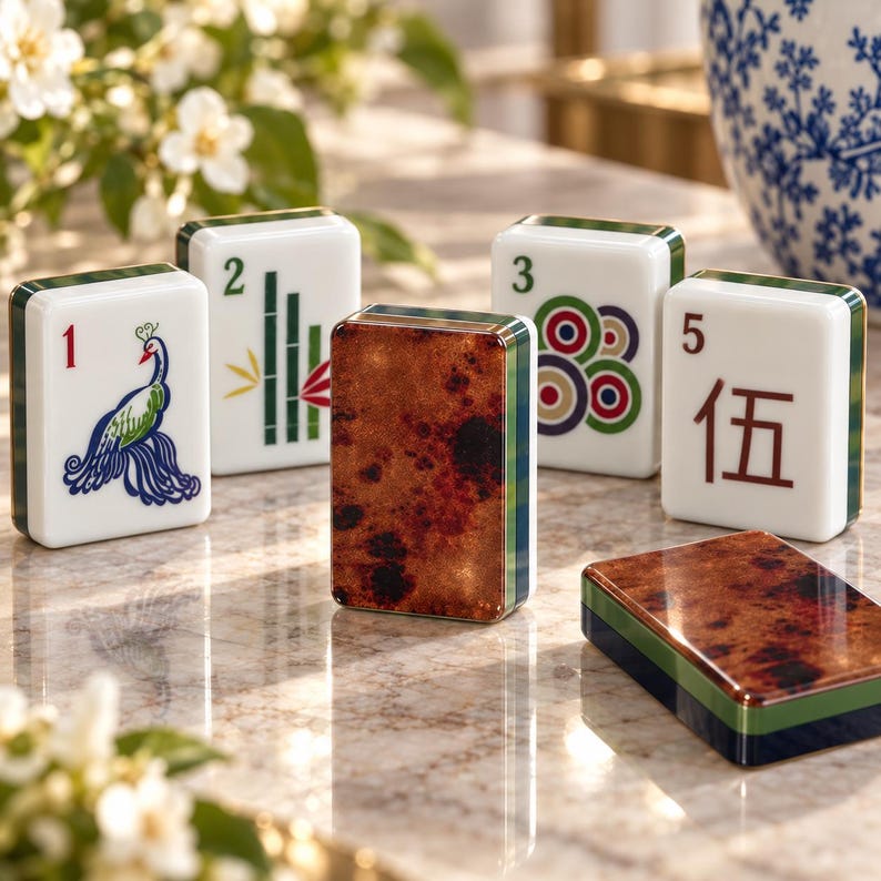 Website Tile Examples Walnut Burl Mahjong Tiles Set Acrylic American Mahjong Tiles Luxury Art ...