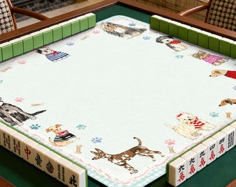 Tappetino da Mahjong per cani in stile Preppy, copritavolo per animali domestici Coastal Grandmillennial, tappetino di lusso per serate di gioco.