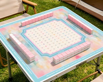 Tappetino da Mahjong con borsa in tela, intreccio in canna ad acquerello / Tappetino didattico in neoprene / Superficie liscia / Spessore premium 2/3 mm