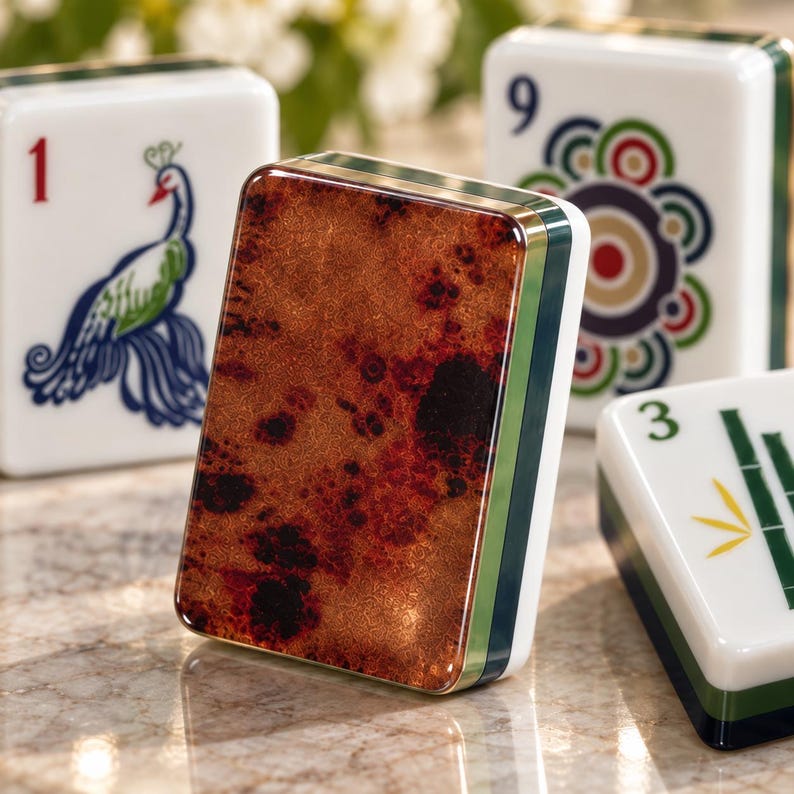 Website Tile Examples Walnut Burl Mahjong Tiles Set Acrylic American Mahjong Tiles Luxury Art ...