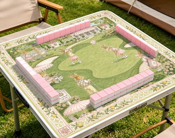 Tappetino da Mahjong Bunny Golf Club, tappetino da gioco in neoprene per feste in giardino, tappetino da Mahjong personalizzato con monogramma, copertura protettiva antiscivolo per il tavolo