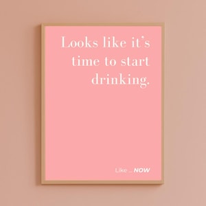 Funny Kitchen Wall Art, Rose Drinking Quote Printable, Soft Pink Typography Poster, Bar Decor, Wine Lover Gift, Cheeky Home Bar Print