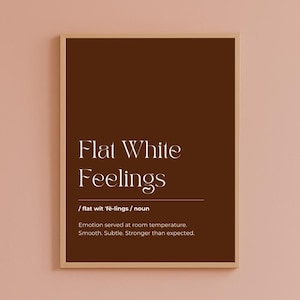Flat White Poster Kitchen, Cozy Coffee Corner Wall Decoration, Kitchen Decor, Coffee Quote Wall Poster, Coffee Corner, Digital, Gift for Coffee Lover