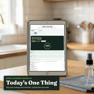 ADHD Cleaning Schedule, Energy Matched Task Picker with Timer for Neurodivergent Homes
