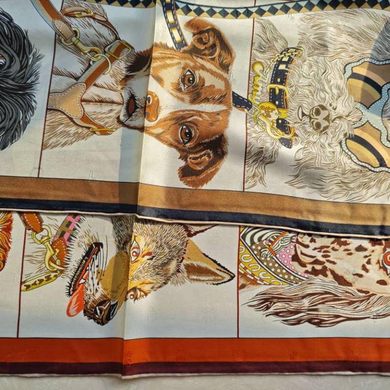 Mulberry Silk Scarf: Dog Print Bandana, Elegant Women's Neckerchief image 5