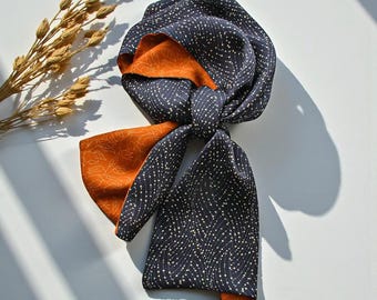 Mulberry Silk Scarf: Black Small Starts Bandana, Elegant Women's Neckerchief